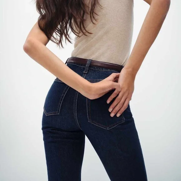 REFORMATION Jax Stretch High Rise Straight Jeans Dark Blue - Picture 6 of 16